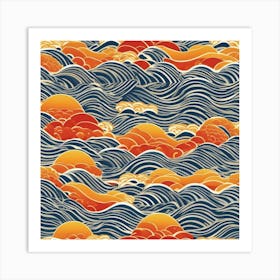 Sea, clouds and mountains Art Print