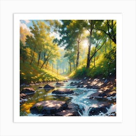 Stream In The Woods 1 Art Print