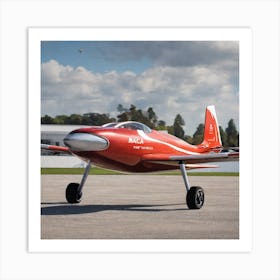 Red Plane On Runway 1 Art Print