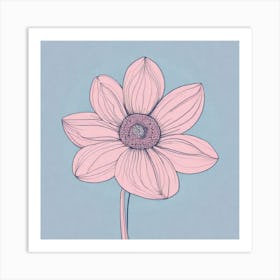 A White And Pink Flower In Minimalist Style Square Composition 492 Art Print