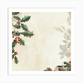 Yule Inspired Banner Texture With Mistletoe And 1 Art Print