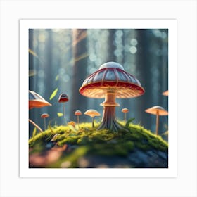 Mushrooms In The Forest Art Print