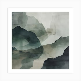 Japanese Watercolour Of Mount Gassan 1 Art Print