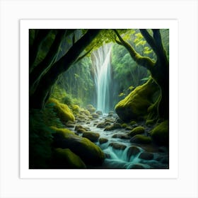 Waterfall In The Forest Art Print