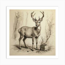 Deer In The Woods 117 Art Print