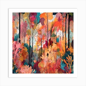 Watercolor Autumn Forest Art Print