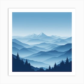 Misty mountains background in blue tone 38 Art Print