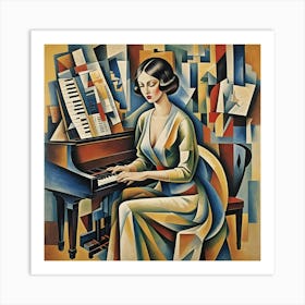 Piano Lesson Cubism Art Print