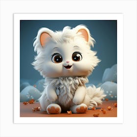 Cute White Cat 5 Art Print