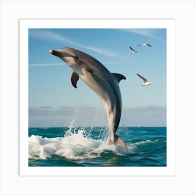 Dolphin Jumping Out Of The Water Art Print