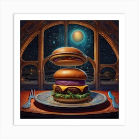 Burger On A Plate 68 Art Print