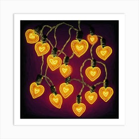 Heart String Lights Art Print