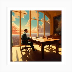 Man In A Office Art Print