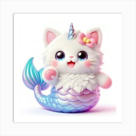 Cute Mermaid Caticorn 7 Art Print