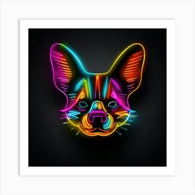 Neon Corgi Dog Póster