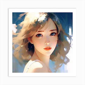 Girl With Blue Eyes Art Print