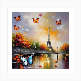 Paris With Butterflies 54 Art Print