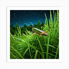 Grasshopper At Night 2 Art Print