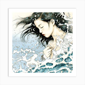 Girl In The Water Art Print