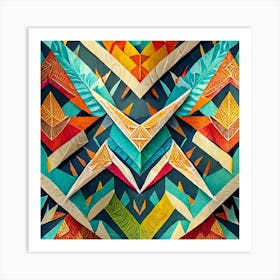 Firefly Beautiful Modern Abstract Detailed Native American Tribal Pattern And Symbols With Uniformed (9) Art Print