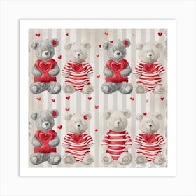 Valentine Teddy Bears 3 Art Print