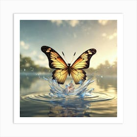 Butterfly Splashing Water Art Print