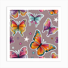 Butterflies And Stars Art Print