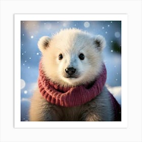 Firefly Adorable Polar Bear Cub In Cozy Winterwear 13088 (2) Art Print