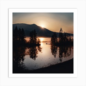 Sunrise Over A Lake Art Print