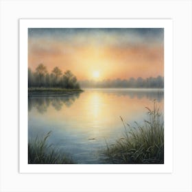 Sunrise Over The Lake Art Print