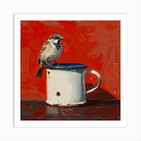 Sparrow In A Mug Art Print