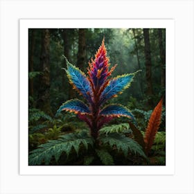 Rainbow Plant in Forest Art Print