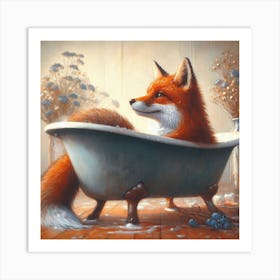 Fox In The Bath Art Print