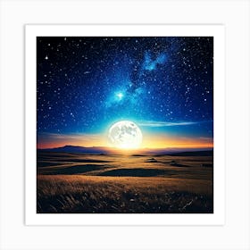 Firefly Celestial Moonlit Horizon Beneath A Starry Sky 41996 (2) Art Print