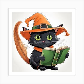 Cute Cat Halloween Pumpkin (39) Art Print