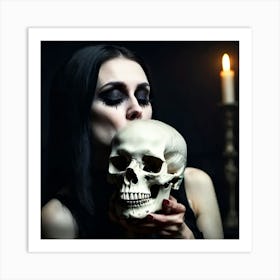 Woman With A Skull Art Print