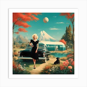 Marylin Monroe And A Car Art Print