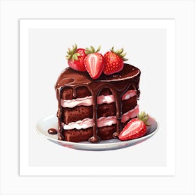 Chocolate Cake With Strawberries 7 Art Print