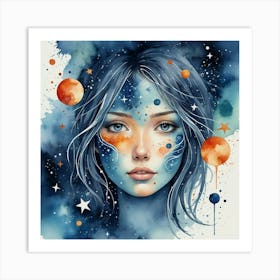 Girl In Space 2 Art Print