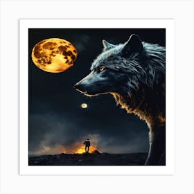 Wolf In The Moonlight Art Print