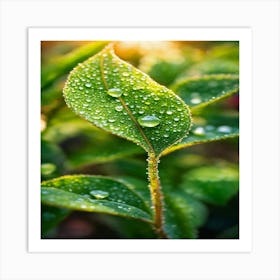 A Picture Of A Green Plant With Dewdrops On It (1) (1) Art Print