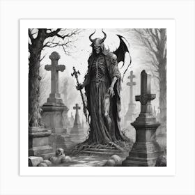 Demon In The Cemetery Art Print