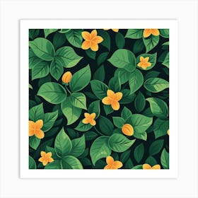 Seamless Pattern With Yellow Flowers Art Print