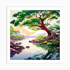 Tree In The River Art Print