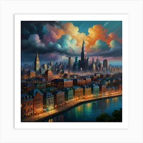 Cityscape At Night Art Print