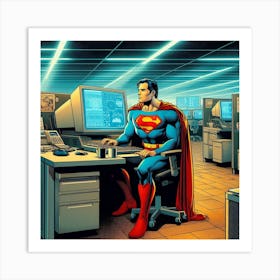 Superman In The Office 1 Art Print