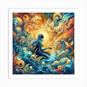 Woman In The Water Art Print