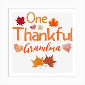 One Thankful Grandma Thanksgiving Fall Autumn Leaf Heart Art Print