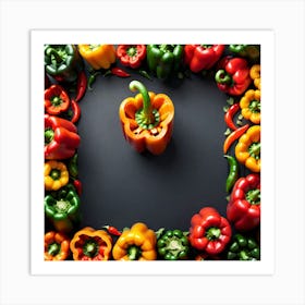Colorful Peppers In A Square Art Print