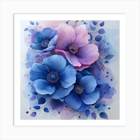 Blue Anemones Art Print